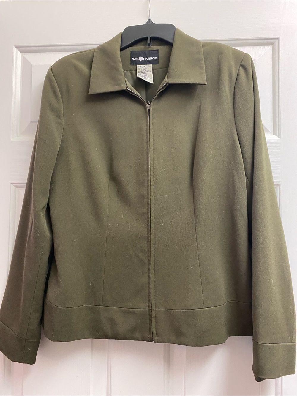 Sag Harbor Olive Zip-Front Blazer Jacket - size 8